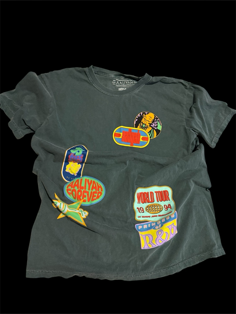 AALIYAH brand WORLD TOUR 1994  Graphic Tee Green